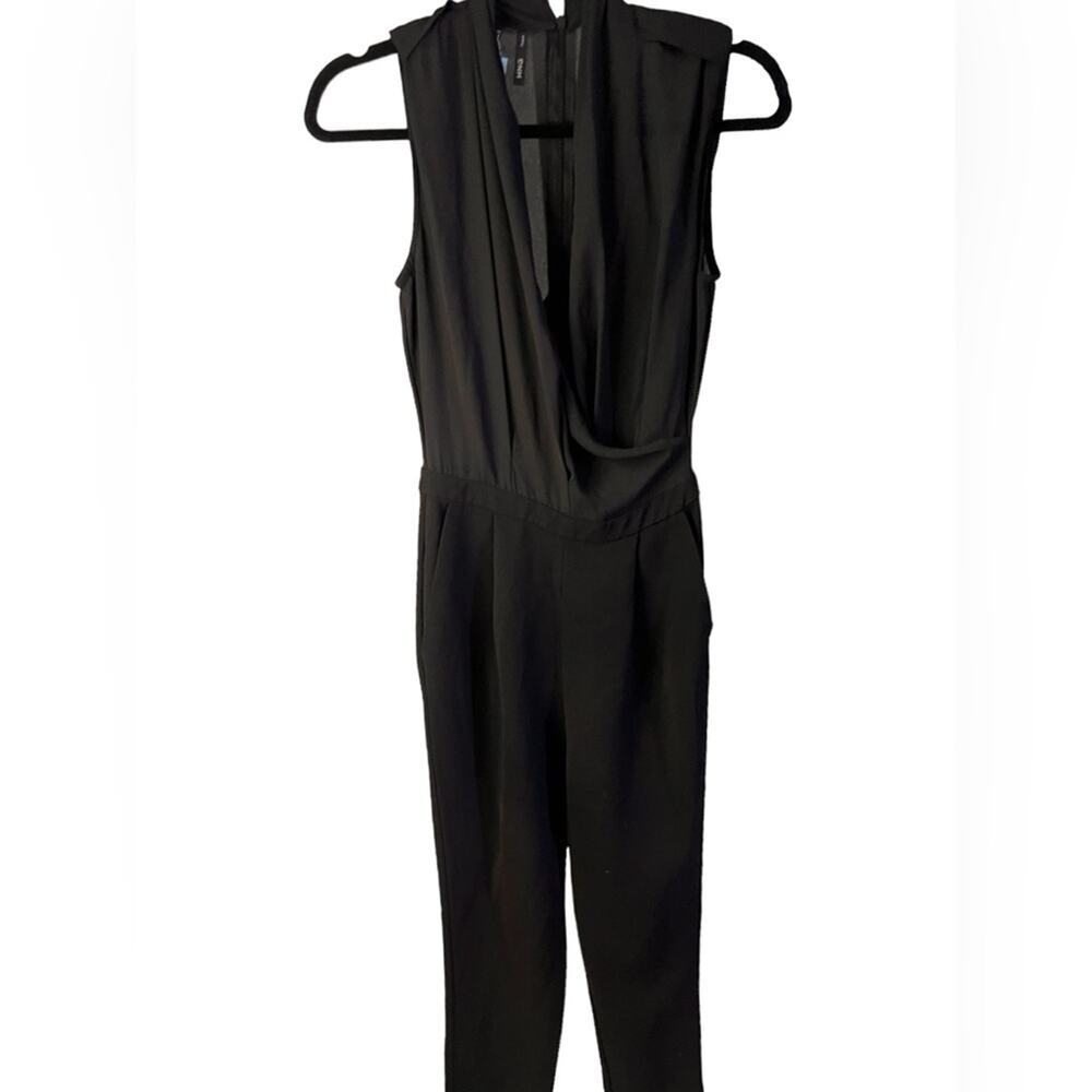 Mango Black Sleeveless Sheer Wrap Jumpsuit XS